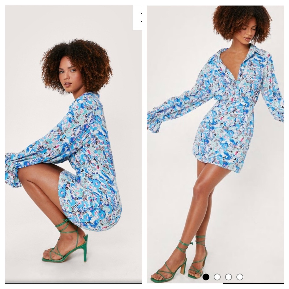 Nasty Gal Blue Floral Mini Dress